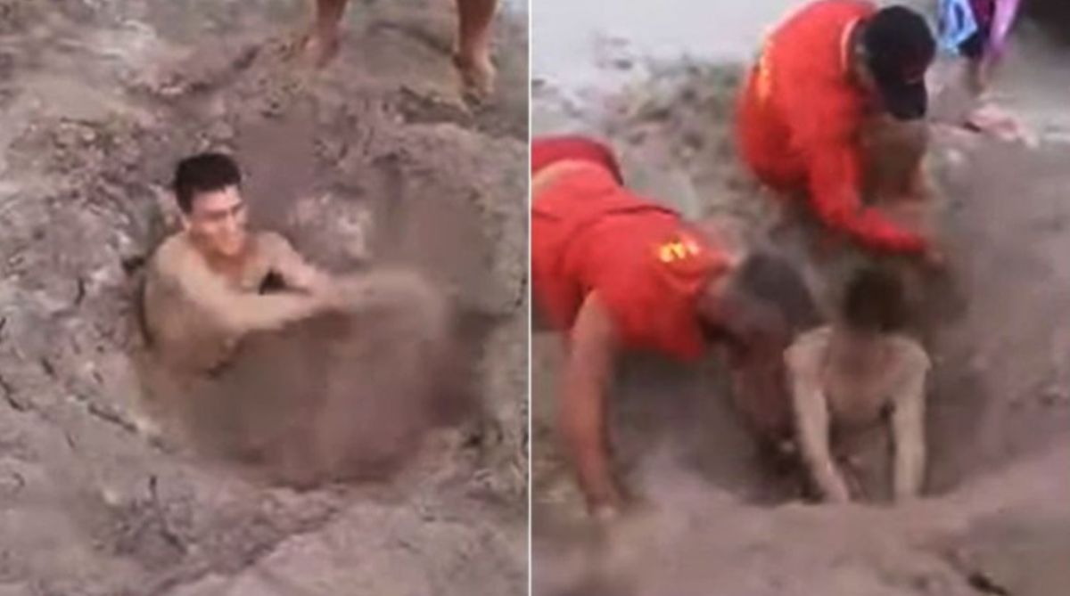 Salvamarii din Tuzla au salvat un tânăr. Bărbatul a fost îngropat în nisip şi abandonat de prieteni – VIDEO