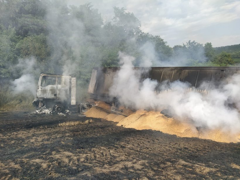 Incendiu devastator la Bunești! Peste 35 de hectare de grâu au fost cuprinse de flăcări