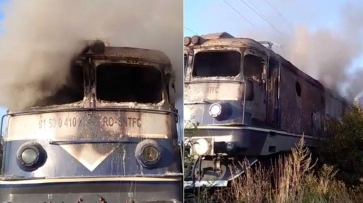 Circulaţia feroviară, blocată pe ruta Arad – Timişoara. Locomotiva trenului a fost cuprinsă de flăcări