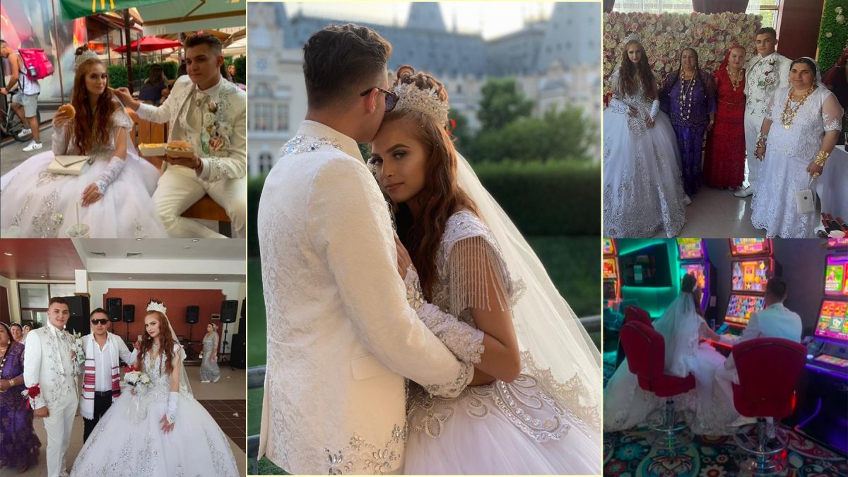 Petrecere mare dată de țigani și la McDonald’s! „Prințesa” s-a scăldat în aur și a jucat la „păcănele” în noaptea nunții! Porci la proțap și teancuri de bani, pregătite pentru Leo și Andreea Stănescu!