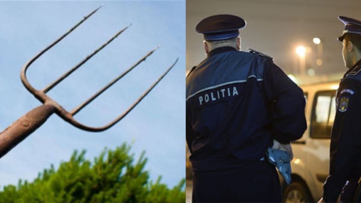 Un ieșean a sărit la gâtul polițiștilor după ce tatăl său a fost bătut. A pus mâna pe o furcă și a atacat. „Vă omor și mă duc în pușcărie!”