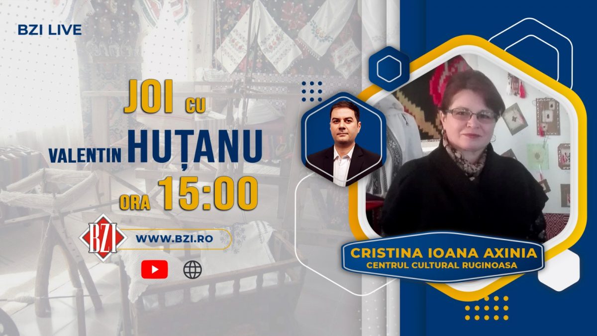 România Tradiţională! În Studioul BZI LIVE este programată o ediție-dialog despre un adevărat muzeu etnografic, un spaţiu care a fost consacrat valorilor şi tradiţiilor locale alături de, Cristina Ioana Axinia, director Centrul Cultural Ruginoasa
