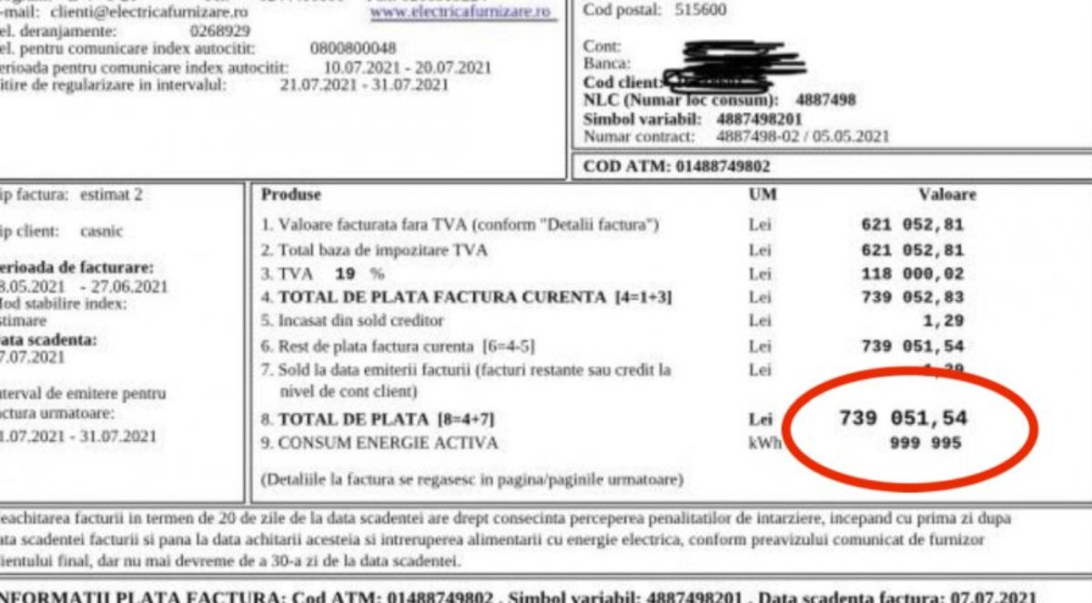 Facturile record la curent continuă în judeţul Alba. O persoană a primit 150.000 euro de plată la un apartament unde nu locuieşte nimeni – FOTO
