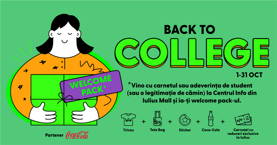 După cursuri, spune „Prezent” ofertelor din Welcome Pack-ul „Back to College”, oferit de Iulius Mall Iași
