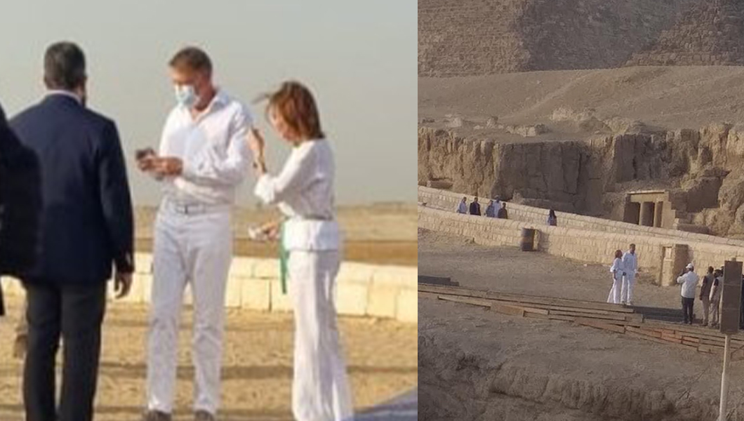 Ţara arde, iar Klaus Iohannis se distrează în Egipt! Președintele s-a pozat la piramide! Este îmbrăcat în alb şi a făcut senzaţie – FOTO