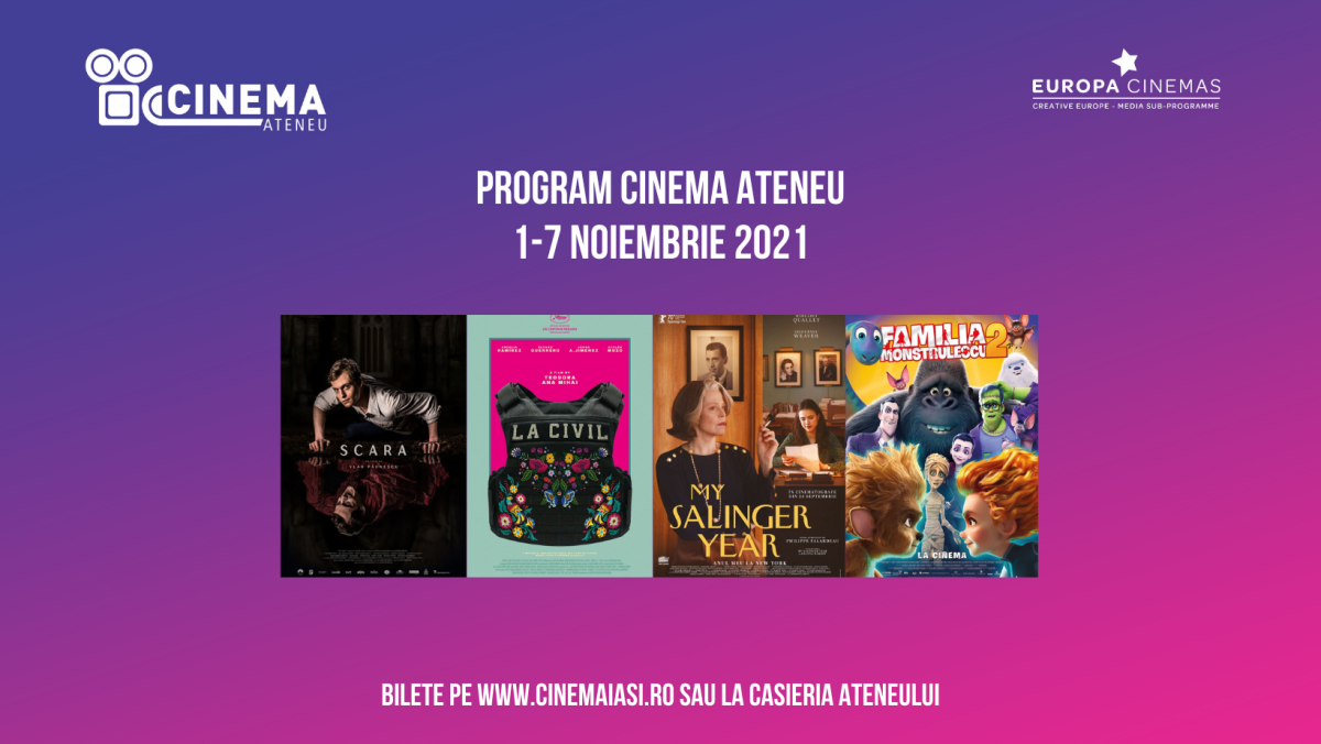 Cinema Ateneu Iași: Filmele ce vor fi difuzate în prima săptămână din noiembrie
