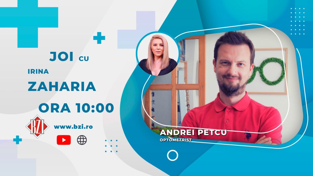 Andrei Petcu, optometrist, în platoul BZI LIVE. Va explica modalitatea de alegere a ochelarilor atât la adulți cât și pentru copii