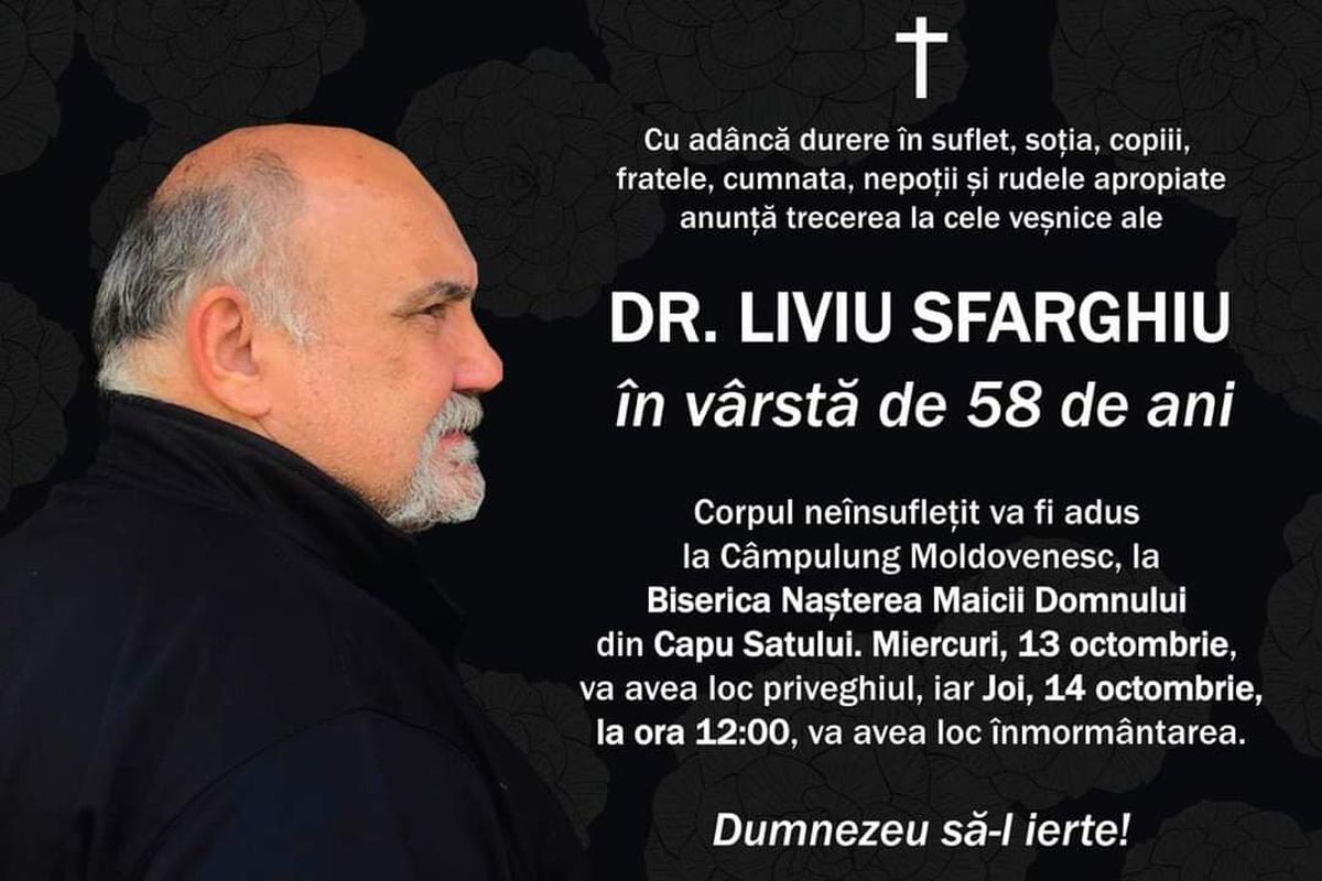 Doliu în lumea medicală din Iași! A murit dr. Liviu Sfarghiu din cauza Covid-19, unul dintre cei mai iubiţi doctori