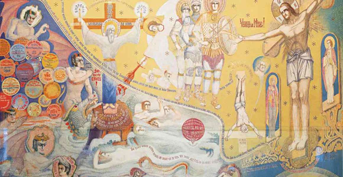 Biserica pictată de Arsenie Boca: Imagini impresionante din interiorul bisericii de la Drăgănescu