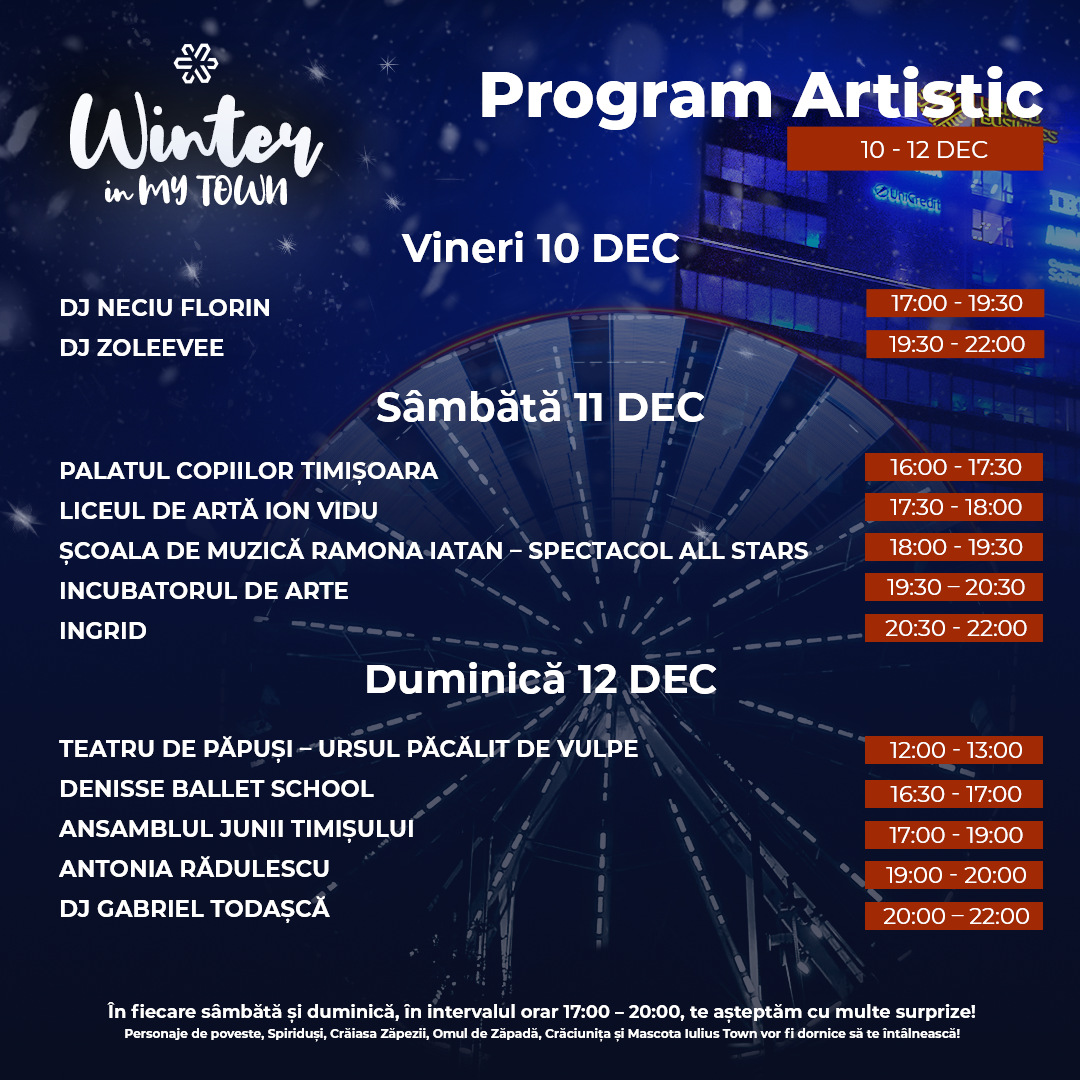 Bucură-te de mai mult timp la shopping în intervalul orar 10:00 – 22:00, în ansamblul mixt Iulius Town!