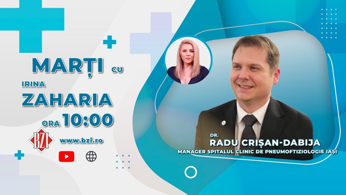 Dr. Radu Crișan Dabija, managerul Spitalului de Pneumoftiziologie Iași, vine în platoul BZI LIVE să discute despre complicațiile pulmonare ale pacienților care au trecut prin Covid-19