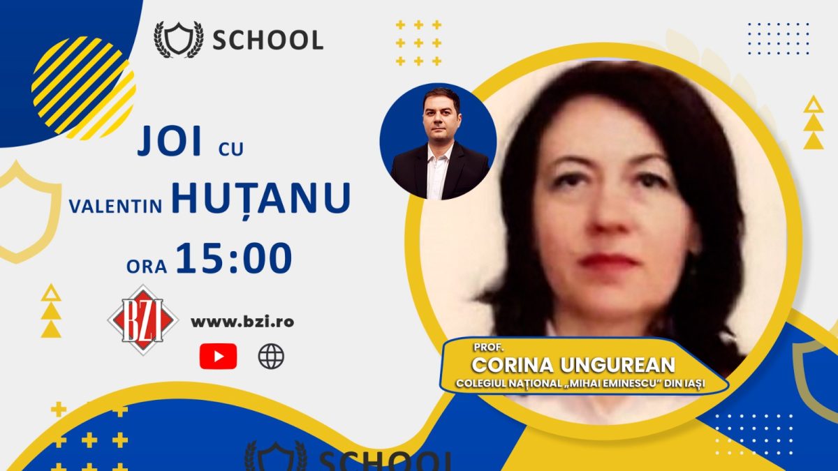 România Inteligentă! Dialog elegant în Studioul BZI LIVE alături de prof. Corina Ungurean, laureată cu „Ordre des Palmes académiques” oferit de Ambasada Franţei, de la Colegiul Naţional „Mihai Eminescu” din Iaşi