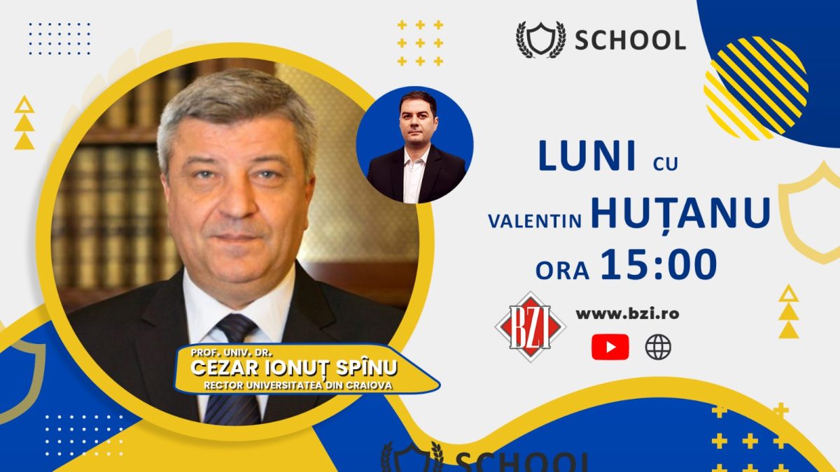 România Inteligentă! O nouă ediţie BZI LIVE exclusivistă din seria celor premium educational cu oficialii marilor și de traditie centre academice din ţară, alături de prof. univ. dr. Cezar Ionuţ Spînu, rector Universitatea din Craiova