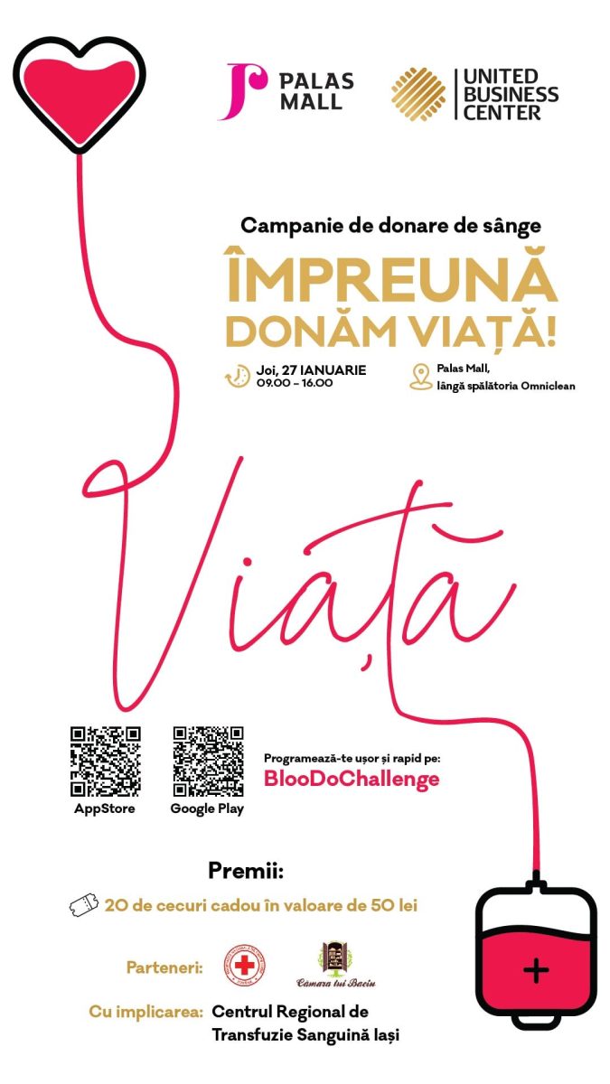 Împreună cu United Business Center și Palas donăm viață. Participă la campania de donare de sânge și te premiem!