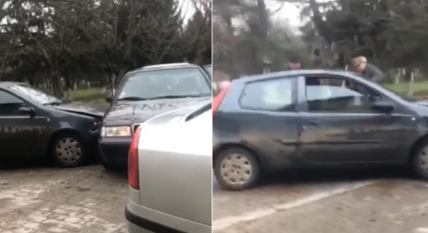 Bătaie cu bâte şi tamponări cu maşini, în fața unui liceu din Caracal, între doi bărbați de 21 ani, respectiv 64 ani