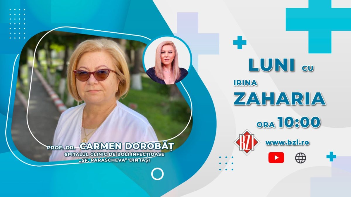 Prof.dr. Carmen Dorobăț, medic la Spitalul de Boli Infecțioase Iași, va discuta în emisiunea de sănătate BZI LIVE, despre numărul mare de infectări cu OMICRON, în rândul cadrelor medicale