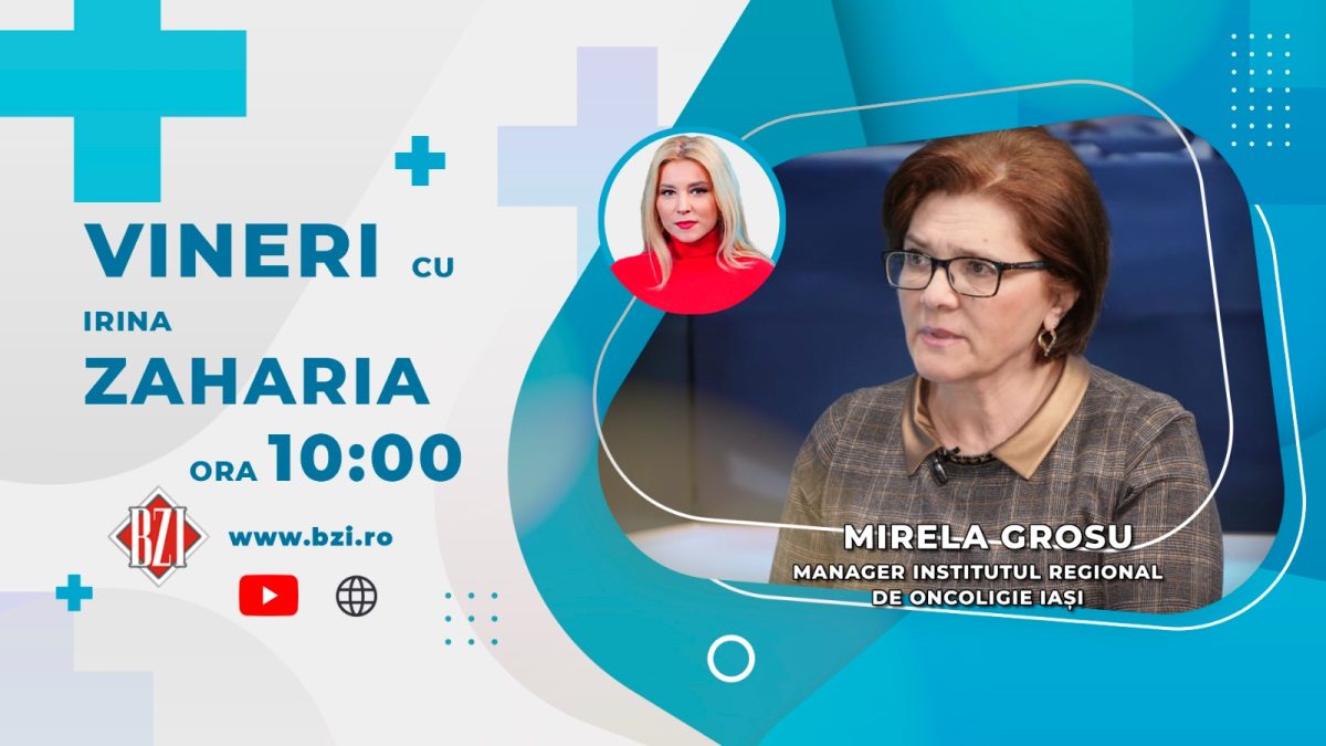 4 februarie, Ziua Mondială a cancerului, este subiectul emisiunii BZI LIVE al cărei invitat este Mirela Grosu, manager al Institutului Regional de Oncologie Iași