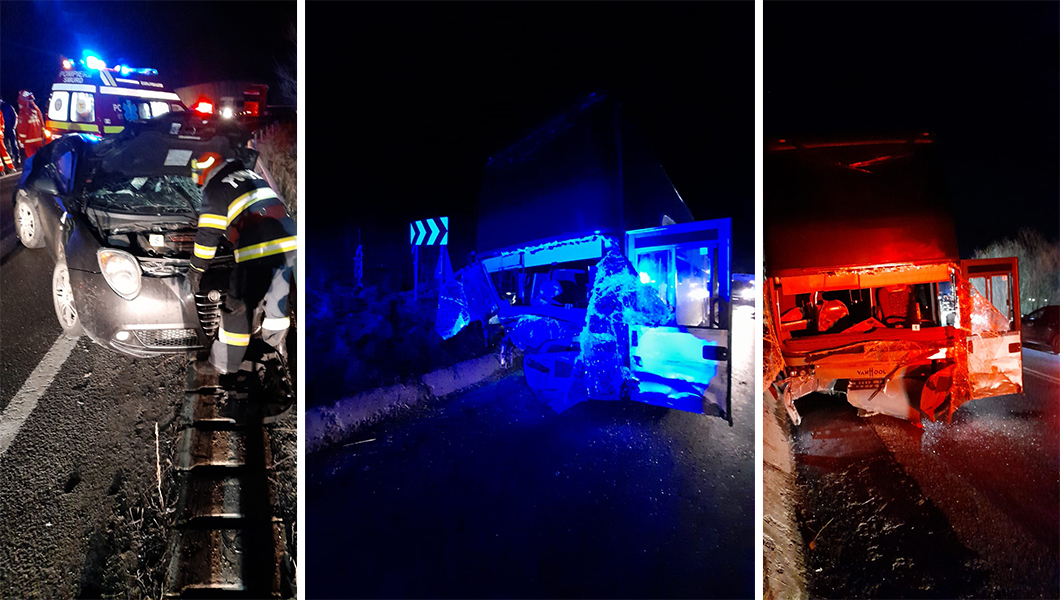 Accident rutier mortal în judeţul Suceava! Coliziune dintre un autocar care se deplasa pe ruta Iași – Lyon și un autoturism – FOTO