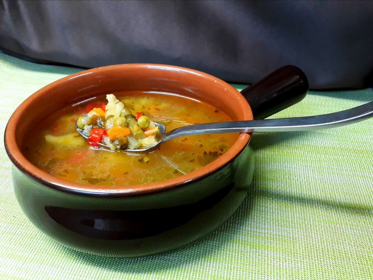 Vegetable soup, Siam, served in a bowl