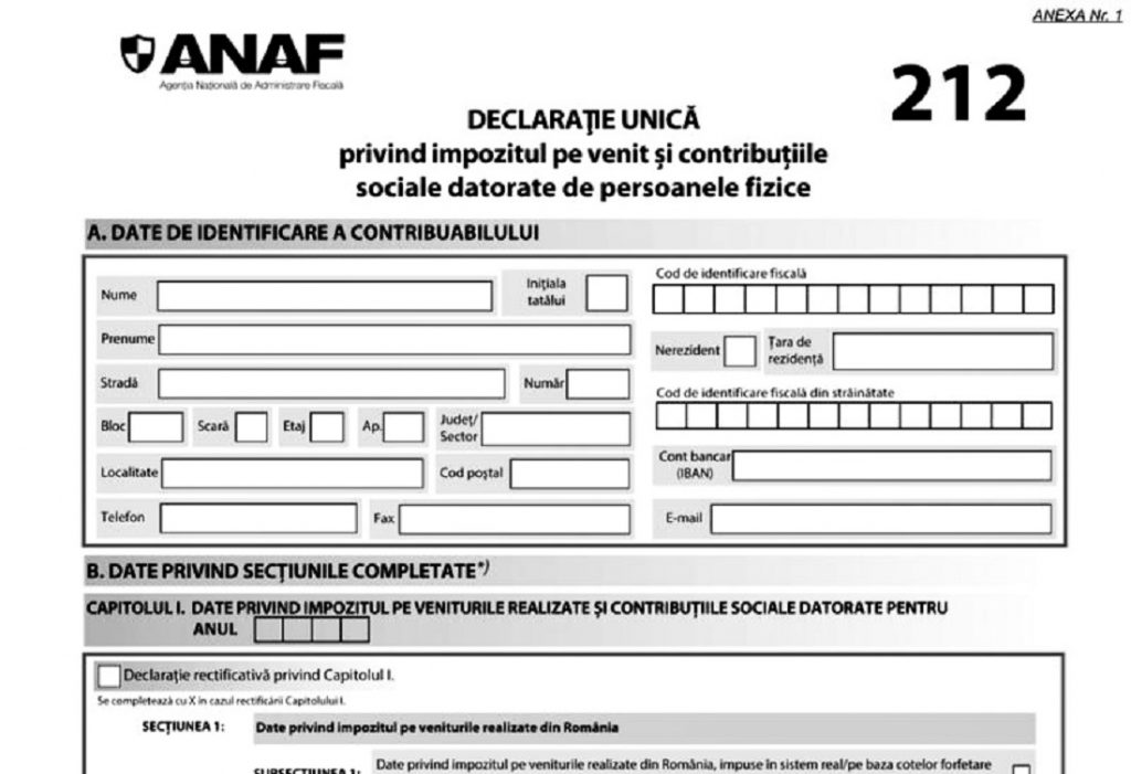 Declaraţia unică 2022 de la ANAF. Noul formular vine cu modificări