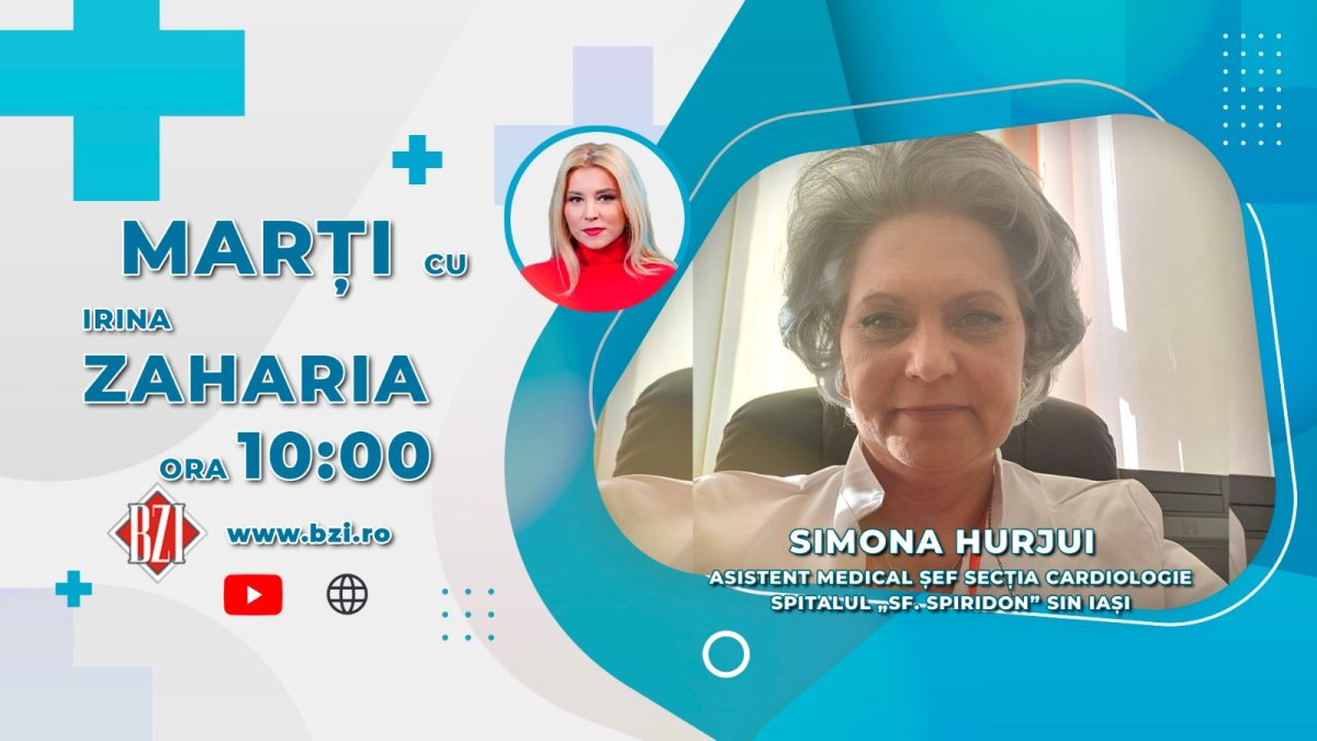 Simona Hurjui, asistent șef la secția de cardiologie a Spitalului Sfântul Spiridon Iași, discută în platoul BZI LIVE despre profesia de asistent, în sistemul medical românesc