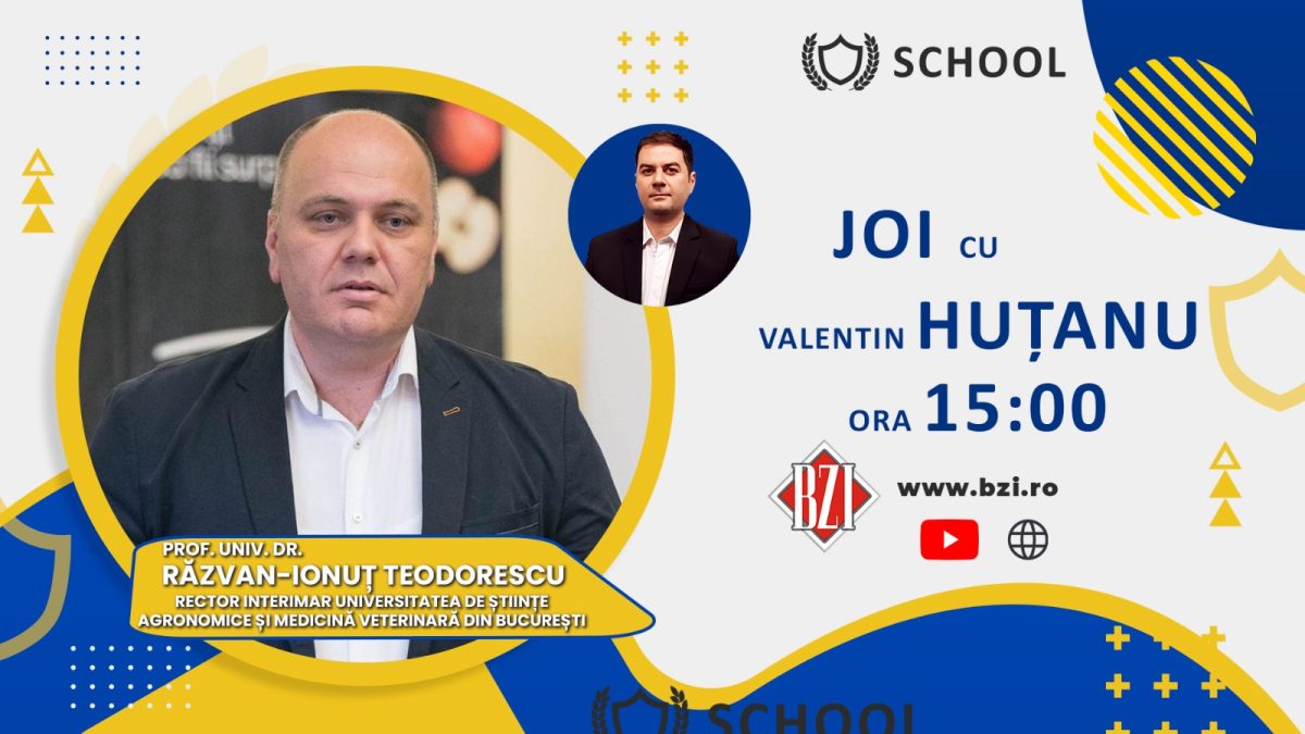 Ediţie specială, în Studioul BZI LIVE de impact naţional şi exclusivistă pe zona academică alături de prof. univ. dr. Răzvan Ionuţ Teodorescu, rector-interimar Universitatea de Ştiinţe Agronomice şi Medicină Veterinară din Bucureşti