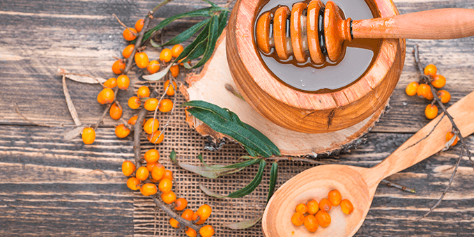 Sea buckthorn fruit and honey