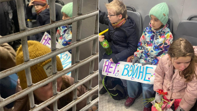 Cinci copii cu vârste de 7 până la 11 ani au fost arestați în Moscova, ca urmare a afișării mesajului „Nu războiului”