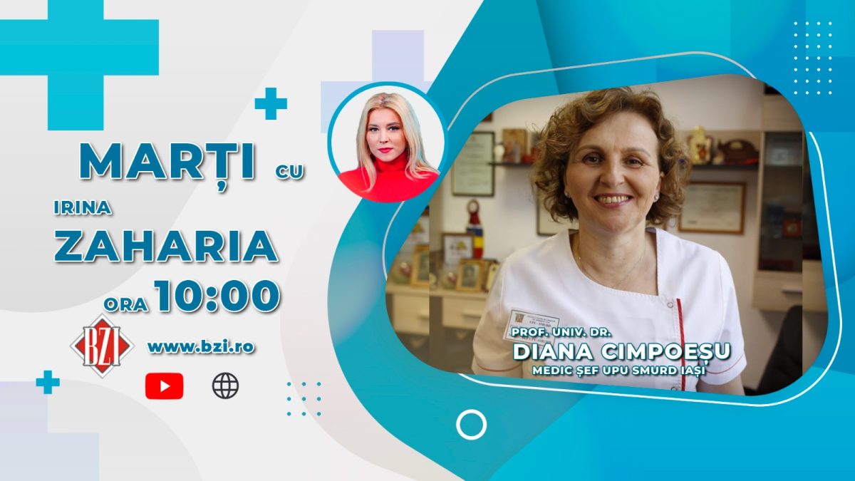 Prof. Dr. Diana Cimpoeșu, medic șef al Unității de Primire a Urgențelor, Spitalul Sf. Spiridon Iași, invitata emisiunii BZI LIVE, discută despre femeia medic