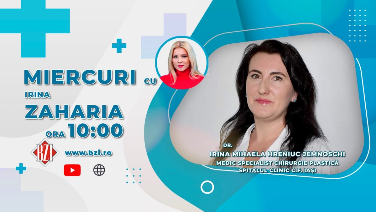 Dr. Irina Hreniuc Jemnoschi, medic specialist chirurgie plastică, Spitalul CF Iași, discută în emisiunea BZI LIVE despre reconstrucțiile chirurgicale post traumatice sau după arsuri
