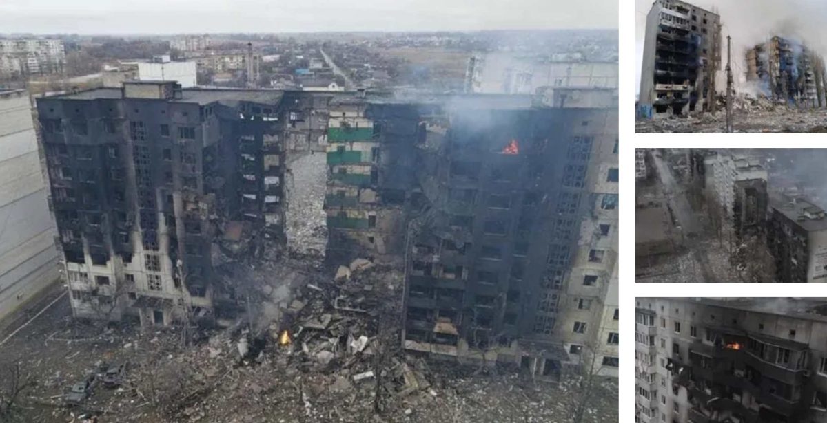 Localitate din apropiere de Kiev distrusă de armata rusă, în urma unui atac cu rachete. Va trebui reconstruită de la zero