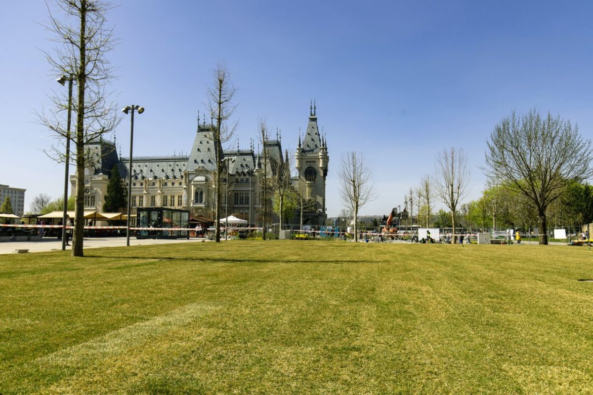Un nou spaţiu verde şi de relaxare pentru comunitate. Din weekend, esplanada din faţa Teatrului „Luceafărul” îi aşteaptă pe ieşeni cu o nouă amenajare peisagistică