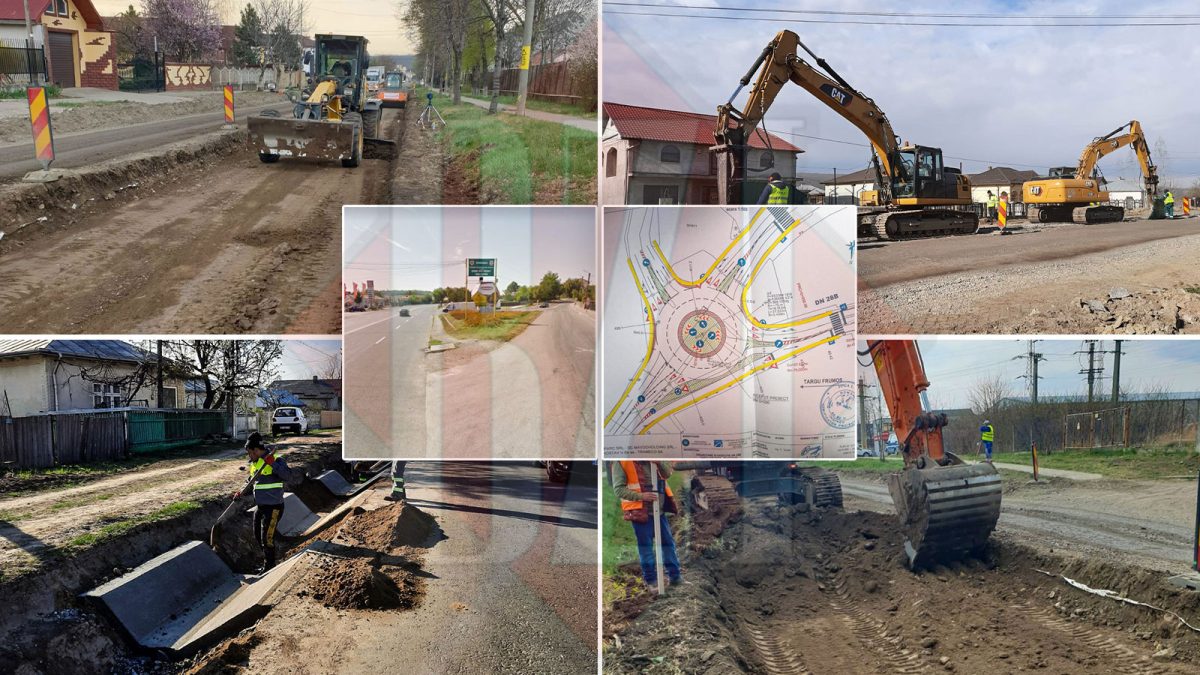 Sens giratoriu la intrarea în Târgu Frumos. Șoferii vor intra pe un drum cu două benzi în oraș – GALERIE FOTO