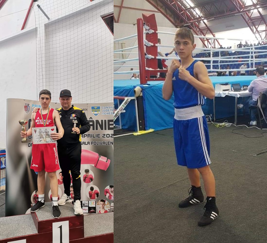 Iulian Mangalagiu, de la ACS Power Box, și Răzvan Panainte, de la ACS Valea Lupului, au urcat pe podium la Cupa României de cadeți la box 2022