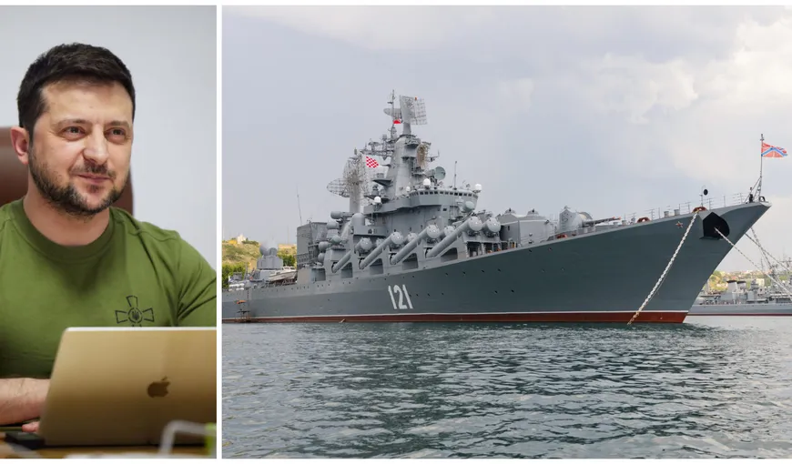 Mesajul înfiorător al președintelui Zelenski, după ce Ucraina a lovit crucișătorul de rachete Moskva – VIDEO