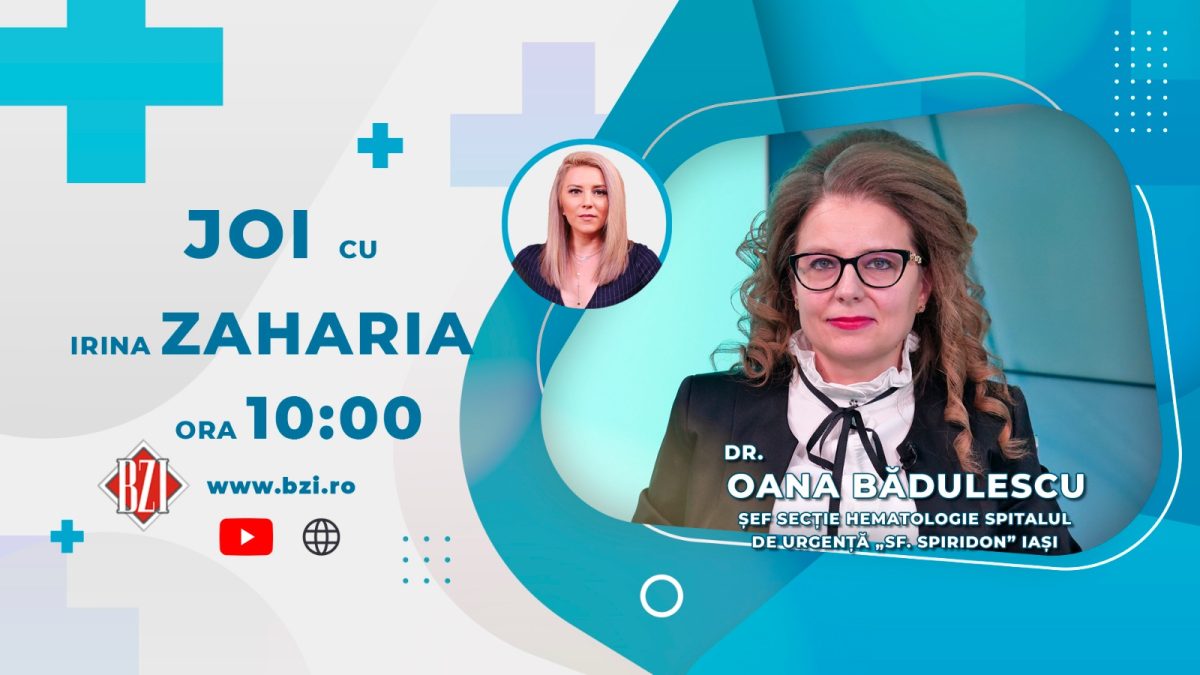 Conf.dr. Oana Bădulescu, șefa Clinicii de Hematologie a Spitalului Sfântul Spiridon Iași, discută în emisiunea BZI LIVE despre un nou tip de medicație inovativă pentru pacienții cu hemofilie