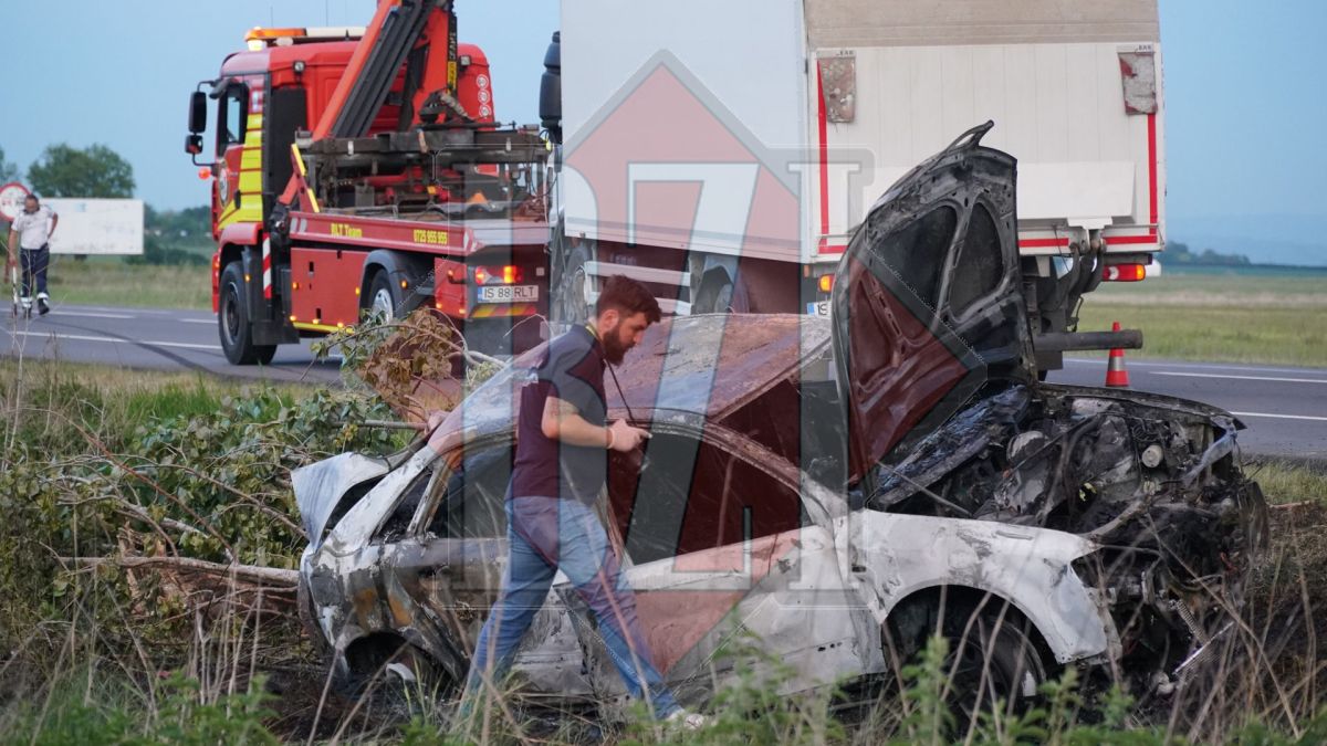 Un autoturism marca Audi A4 a fost implicat în accidentul mortal de la Lețcani. A fost distrus în totalitate – EXCLUSIV, FOTO