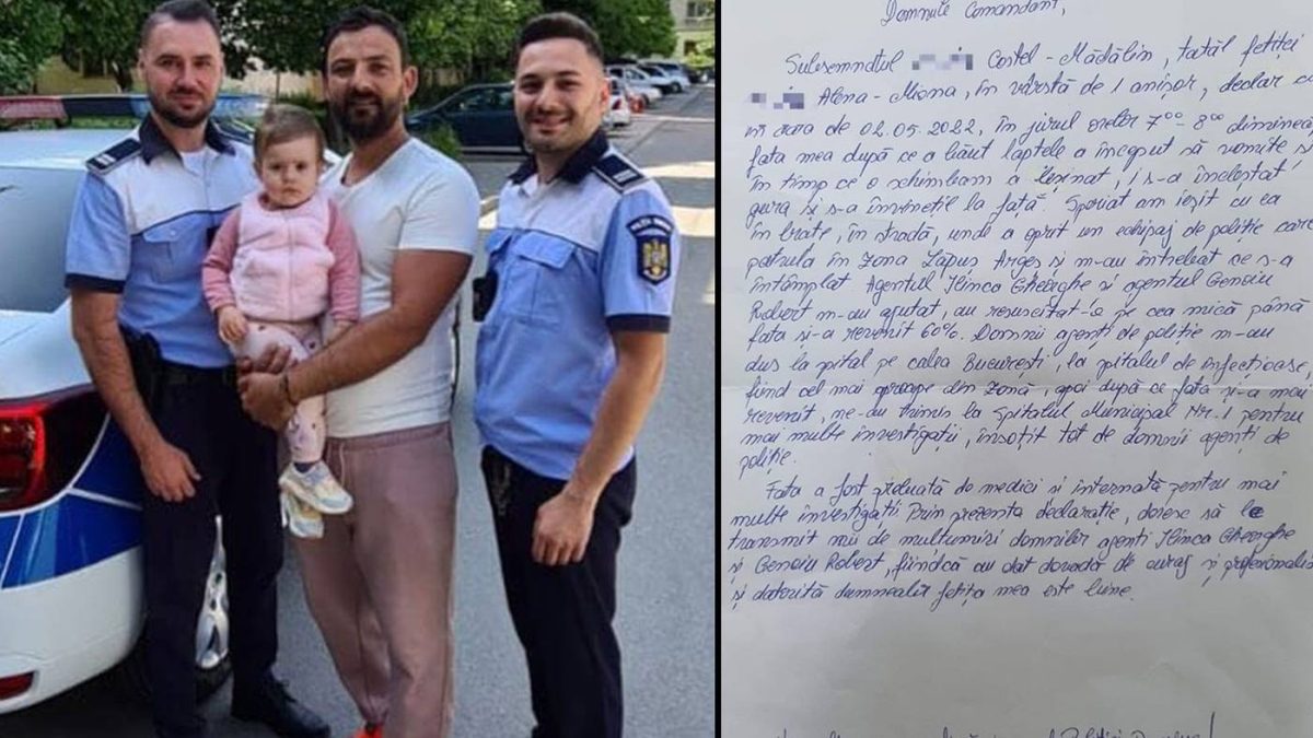 Doi polițiști, eroi după ce au salvat o fetiță de un an. „Datorită vouă, Miana zâmbește astăzi”
