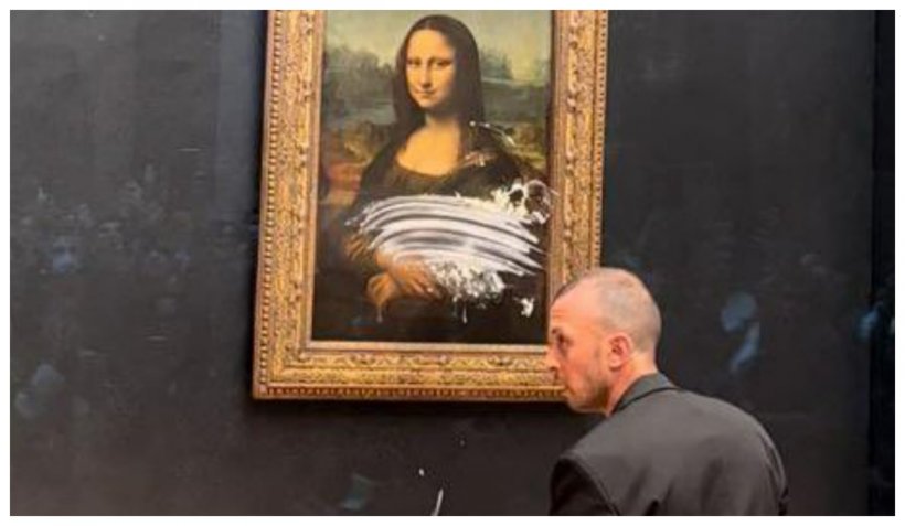 Un bărbat a aruncat o prăjitură în Mona Lisa din Luvru