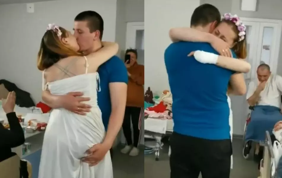 Doi tineri din Ucraina au făcut dansul mirilor după ce mireasa a rămas fără picioare
