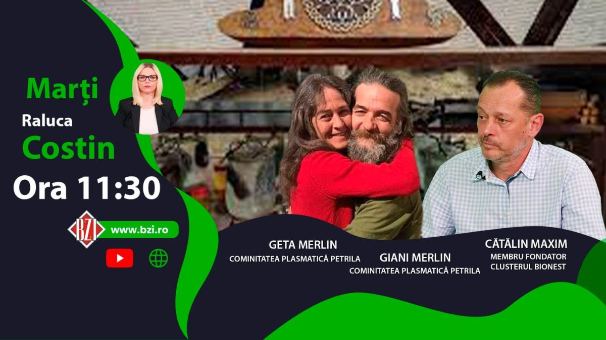 Geta și Giani Merlin, reprezentanții comunității plasmatice, și Cătălin Maxim, BioNEst Clust Manager, vor discuta în cadrul unei noi ediții BZI Live despre despre comunitatea plasmatică și cum poate fi integrată plasma în domeniile vieții!