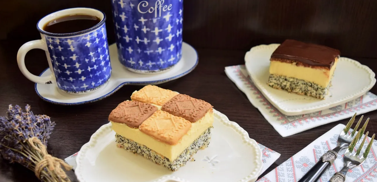 Prăjitură cu mac și biscuiți picnic, un desert delicios și aromat