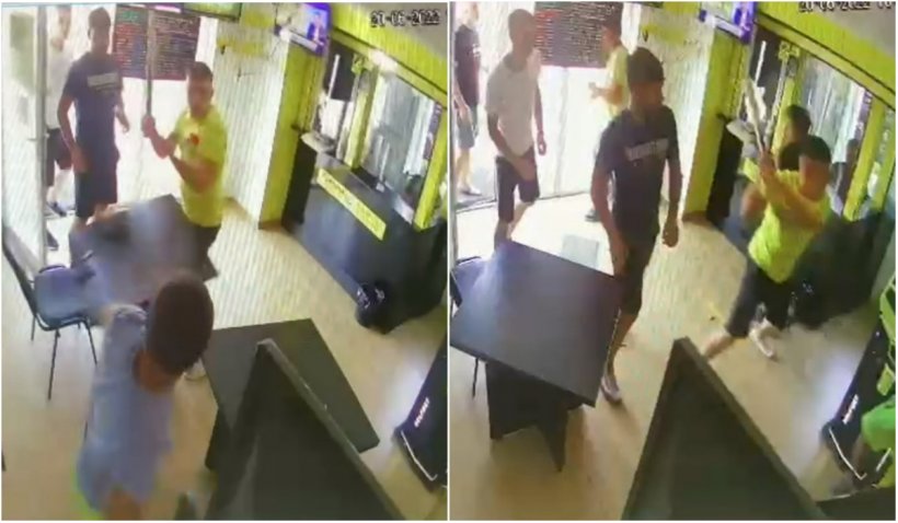Tânăr bătut cu bestialitate cu o bâtă într-o casă de pariuri – VIDEO