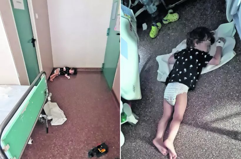 Căldură insuportabilă la Spitalul Grigore Alexandrescu din Bucureşti. Un copil de 3 ani, surprins în timp ce dormea pe jos
