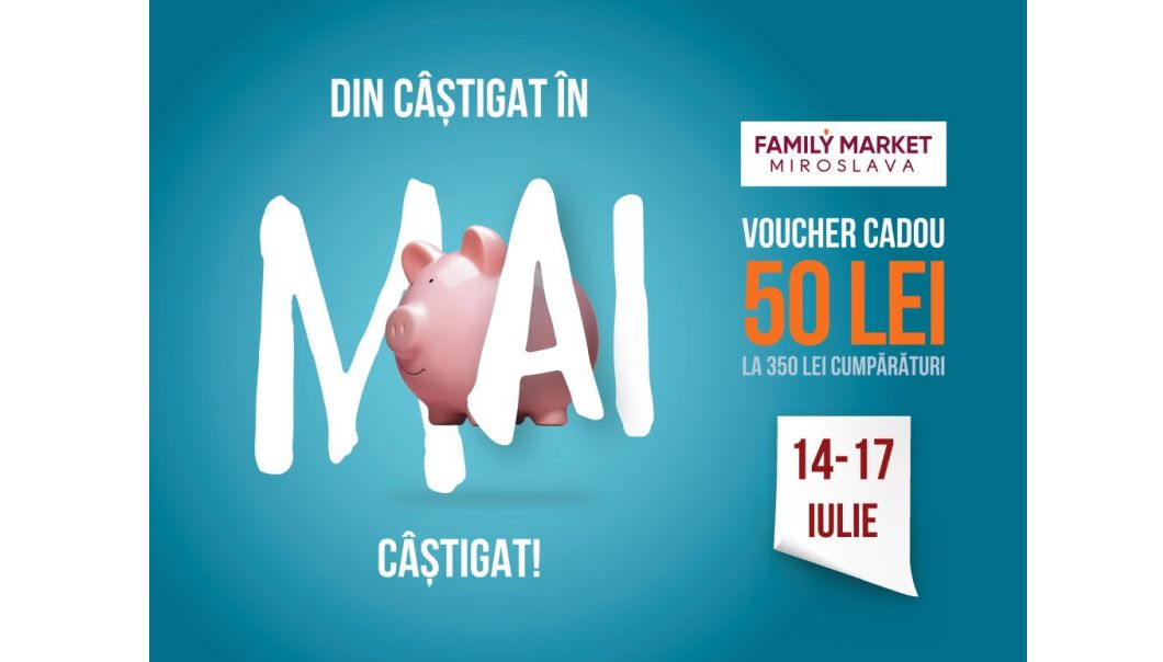 Din bine în mai bine, la Family Market Miroslava: patru zile cu premii la cumpărături, oferte promoţionale şi tombole, la inaugurare