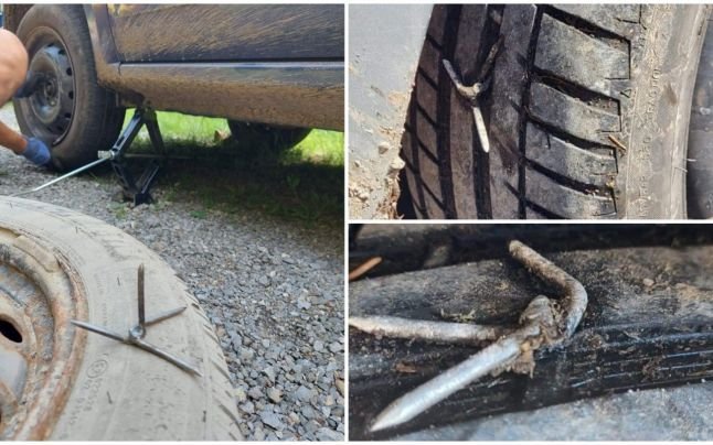 Capcane din cuie sudate pe drumurile montane din Mureş