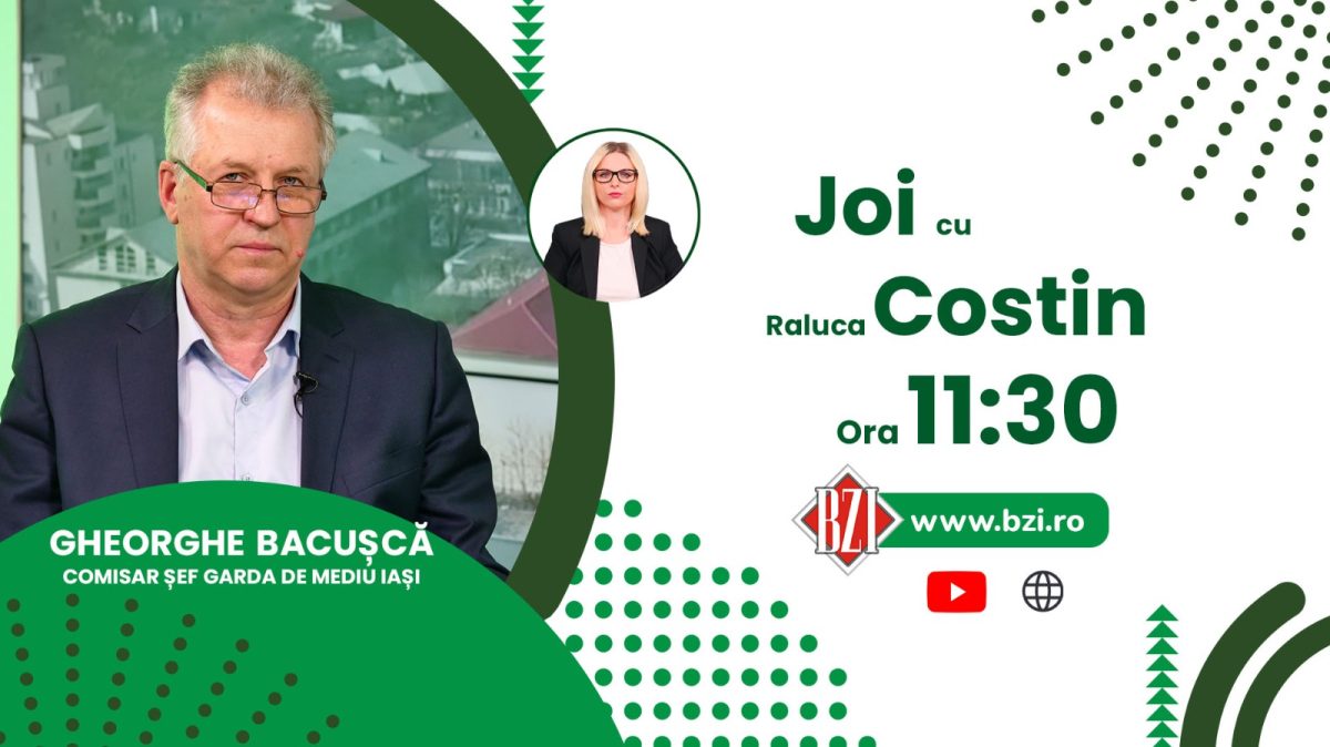 Despre poluare și controalele făcute de comisarii de mediu, cu Gheorghe Bacușcă, comisar șef al Gărzii de Mediu Iași, numai la BZI LIVE!