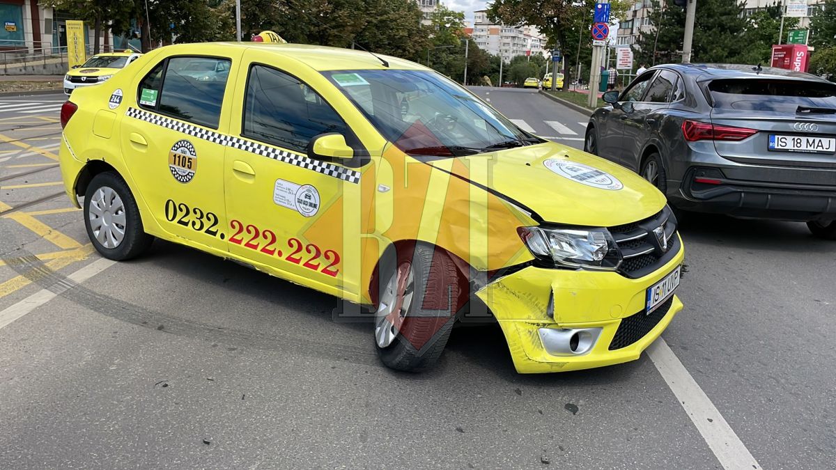 Accident rutier în zona Selgros. Două taxi-uri s-au izbit violent – EXCLUSIV, FOTO