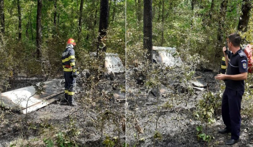 Un avion cu două persoane la bord s-a prăbuşit pe câmp, în Giurgiu. Pilotul şi copilotul au fost găsiţi carbonizaţi