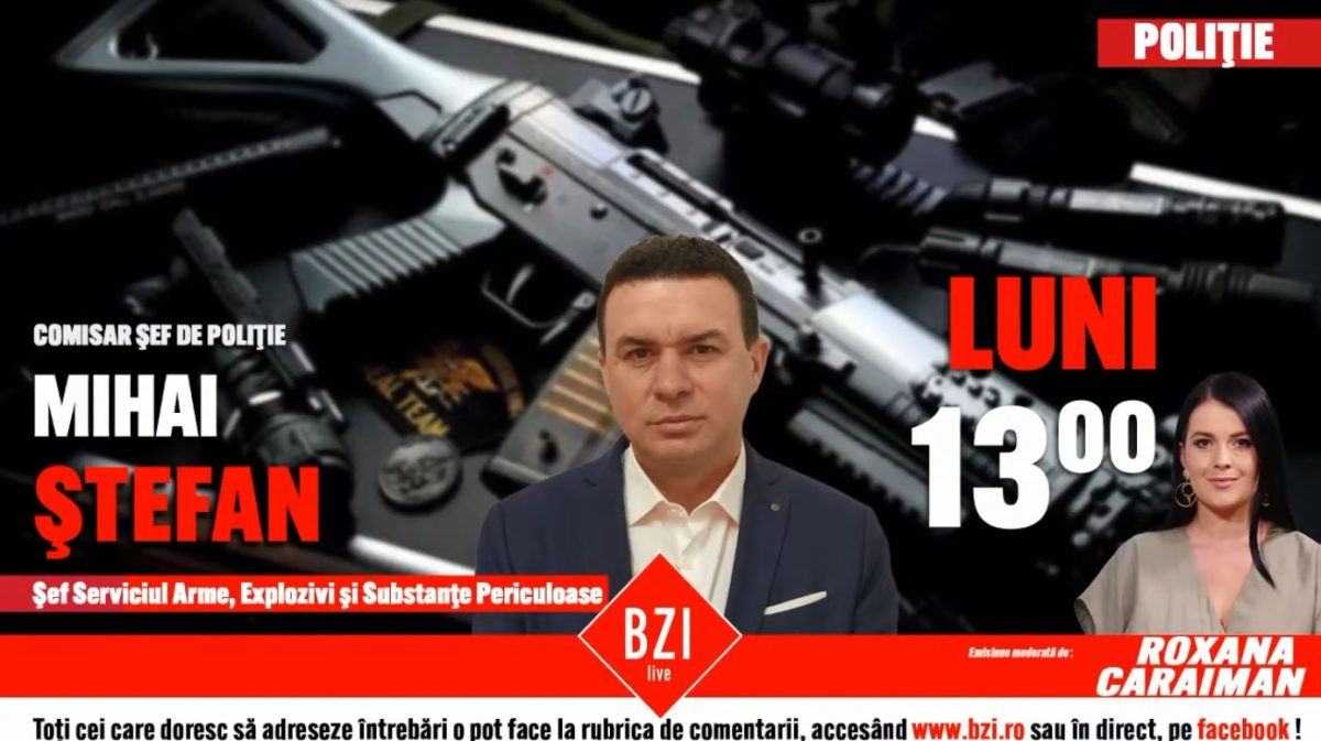 Totul despre procedura obținerii unui permis de armă! Comisarul șef de poliție Mihai Ștefan, șeful Serviciului Arme, Explozivi și Substanțe Periculoase, vorbește la BZI LIVE despre posesorii de arme din Iași